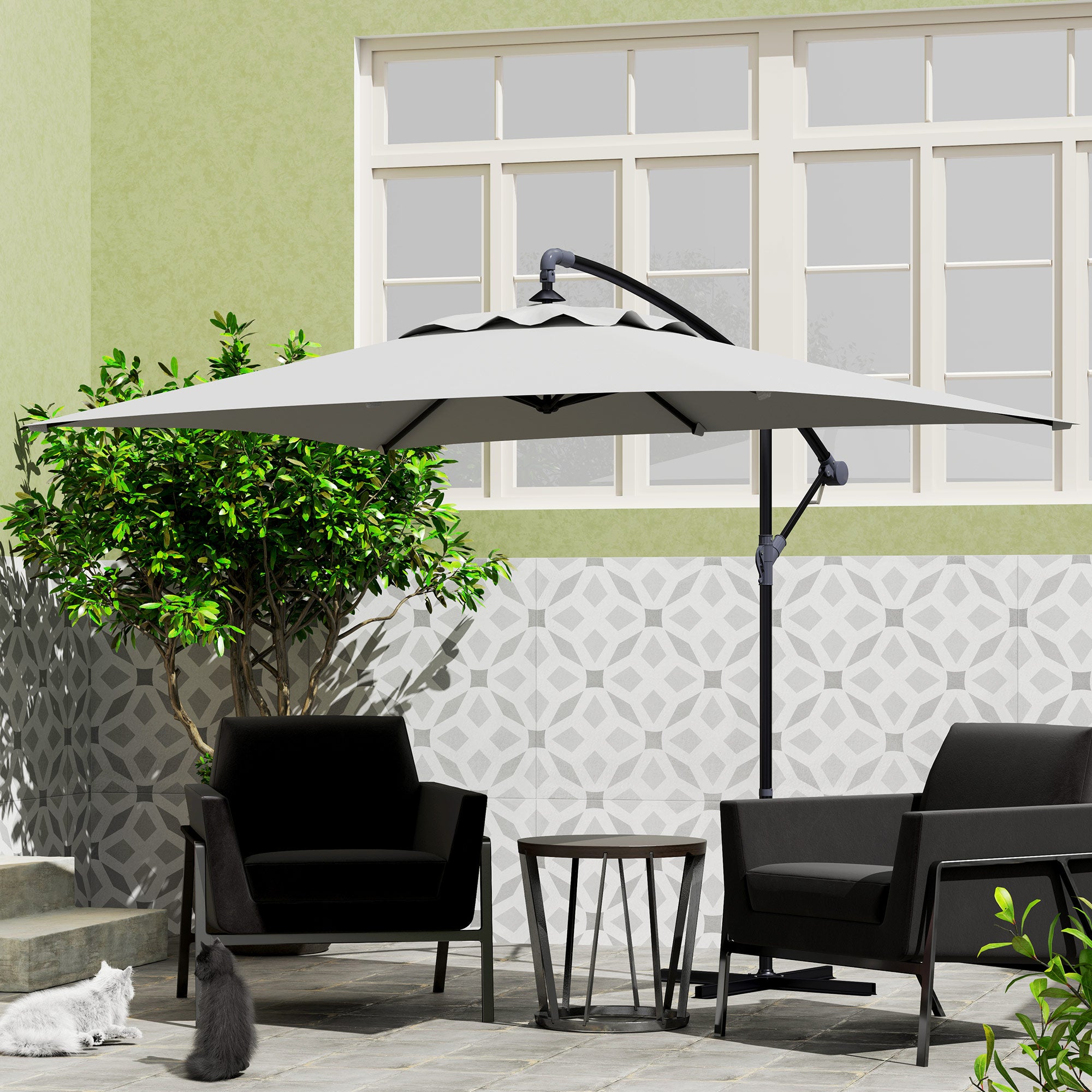 3 Metre Cantilever Parasol with Cross Base - Light Grey