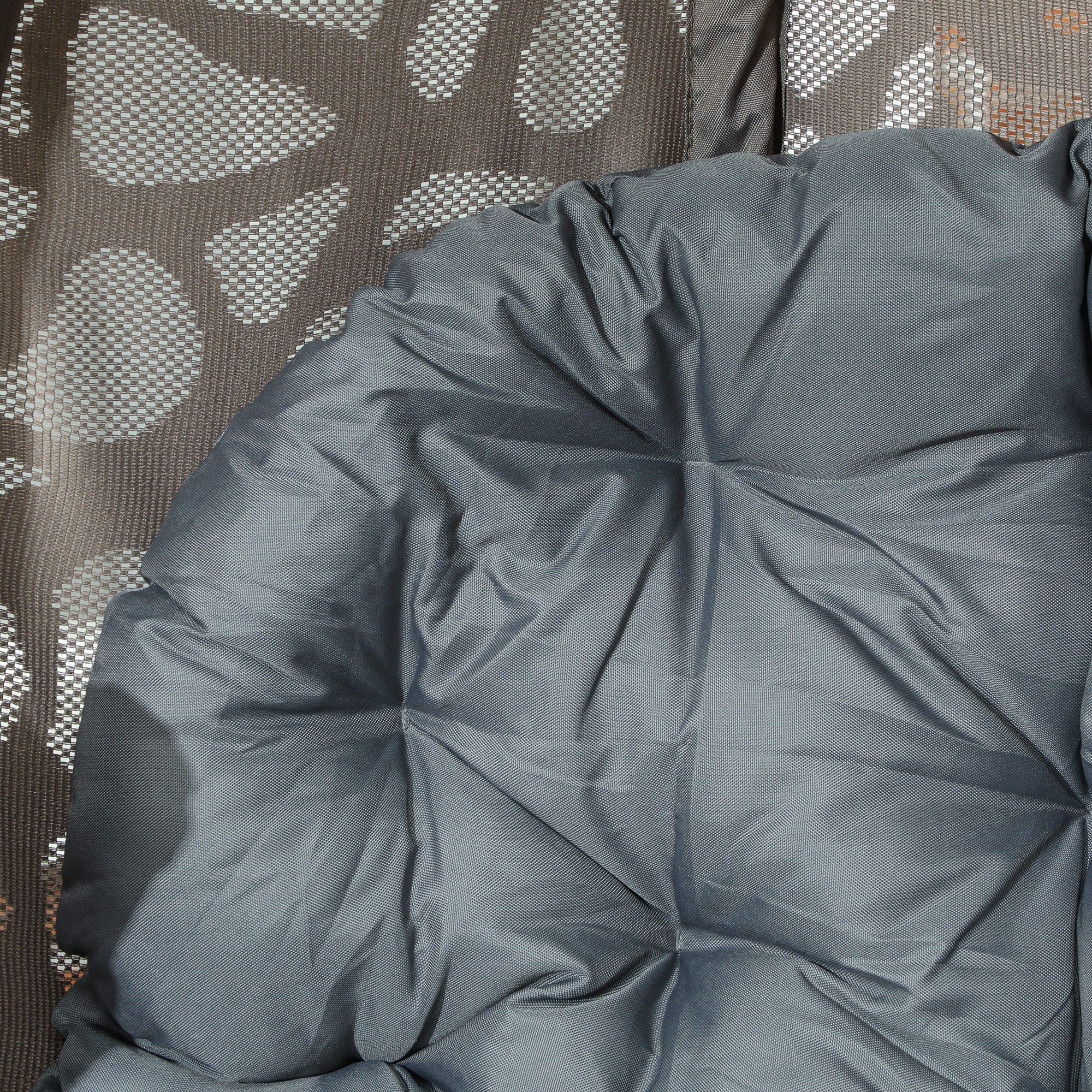 Swivel Egg Chair with Cushions and Metal Frame - Grey