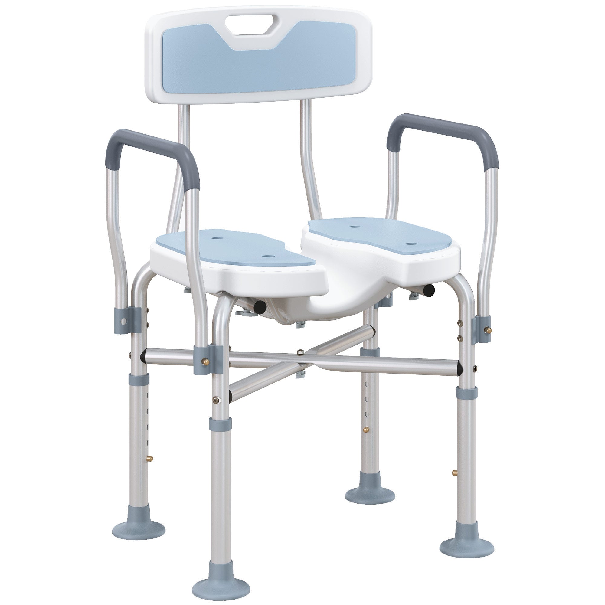 Aluminium Shower Chair, with Padded Seat - Light Blue