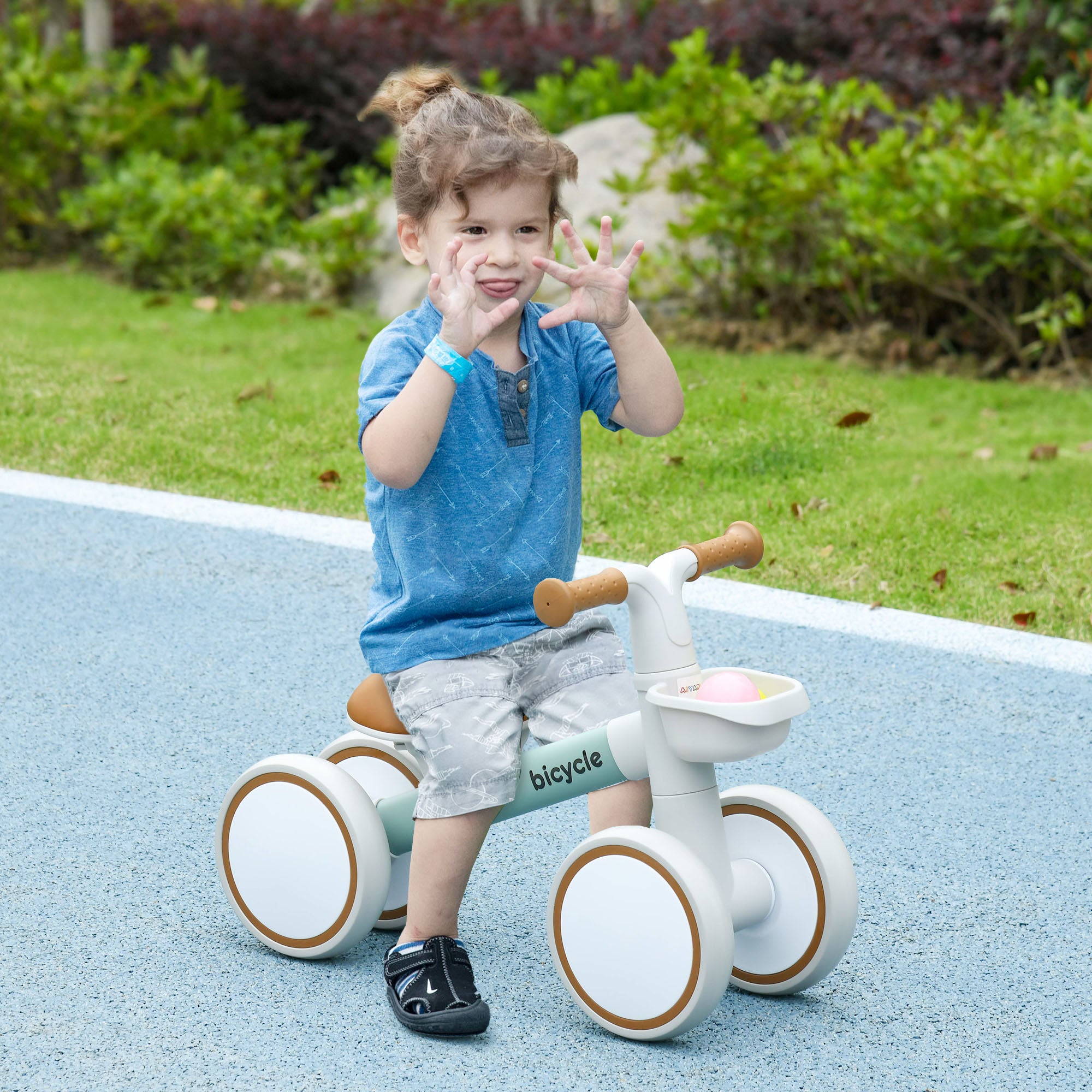 Kids Balance Bike for 1-3 Years Old with Adjustable Seat, Silent Wheels, Green