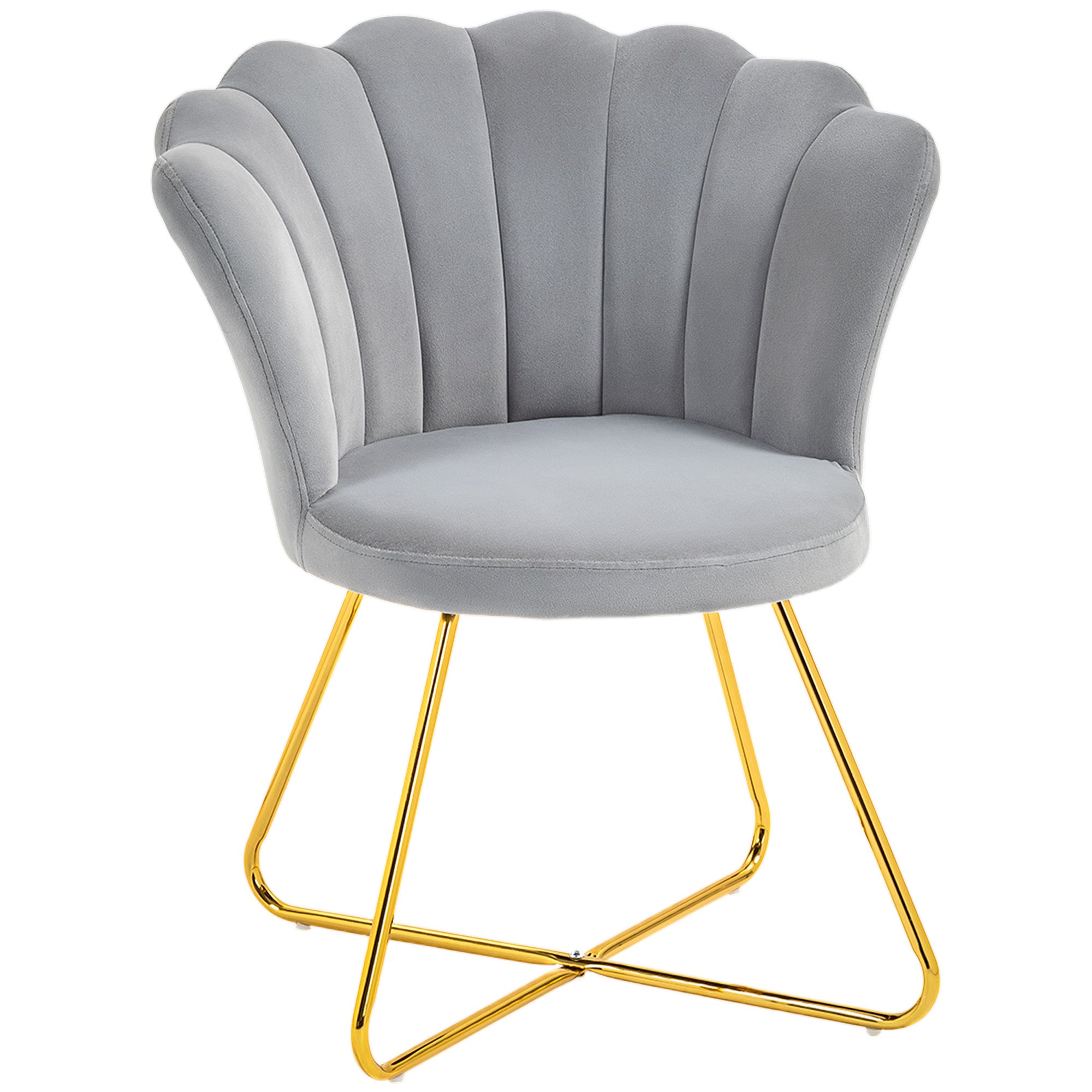 Velvet-Feel Lotus Petal Accent Chair - Grey