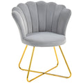 Velvet-Feel Lotus Petal Accent Chair with High Back - Grey