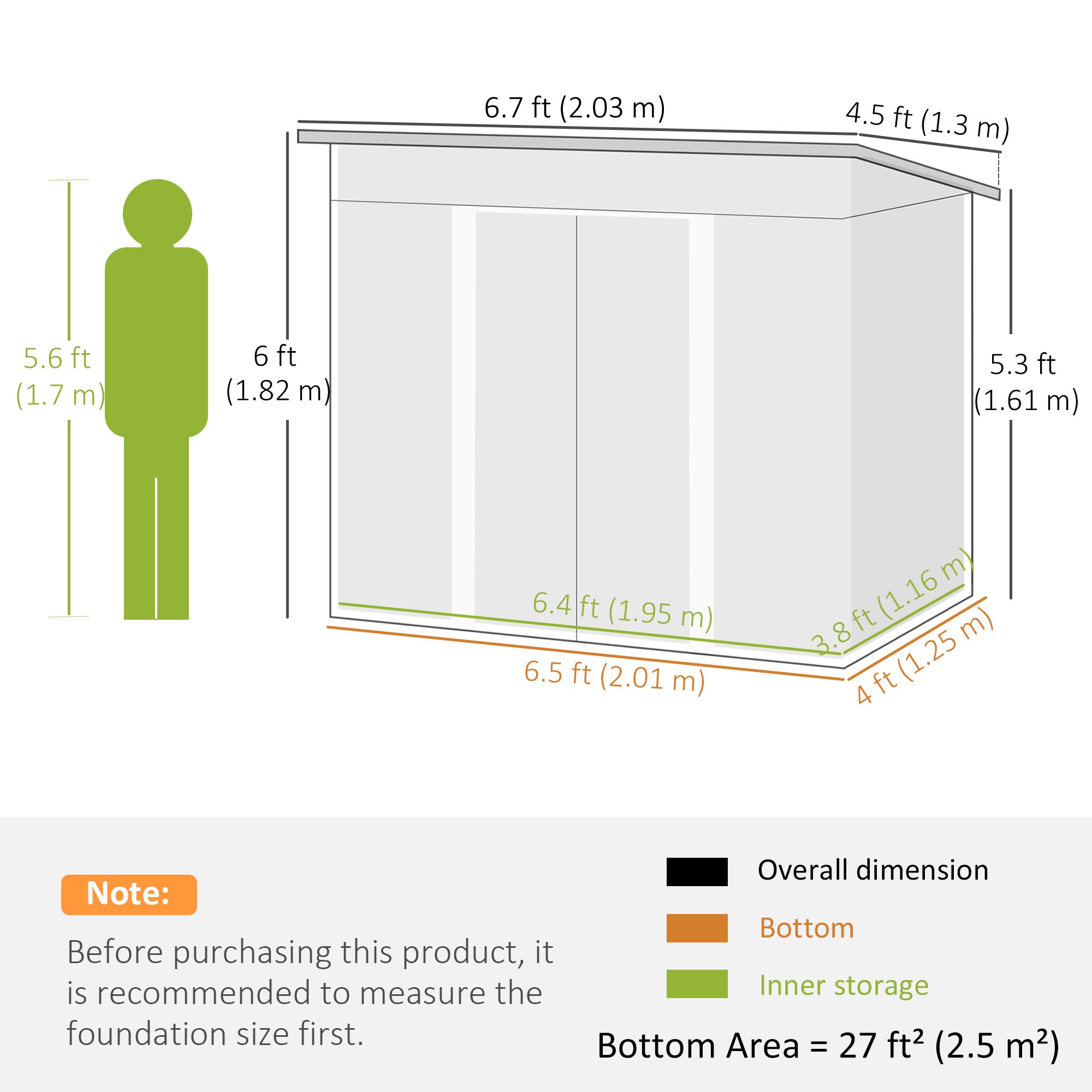 7 x 4ft Outdoor Storage Shed with Foundation Kit, Lean to Metal Garden Shed for Log, Rubbish Bin, Tool, Bike, Light Grey
