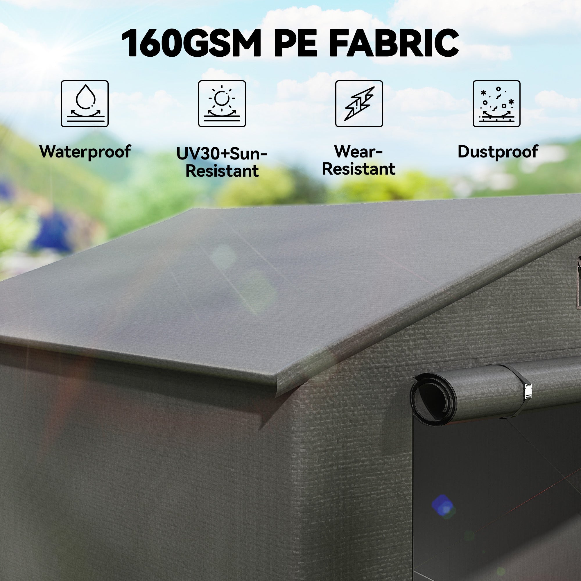 8 x 6 ft Outdoor Garden Storage Shed, Waterproof Bike Tent with Roll-Up Zipper Door