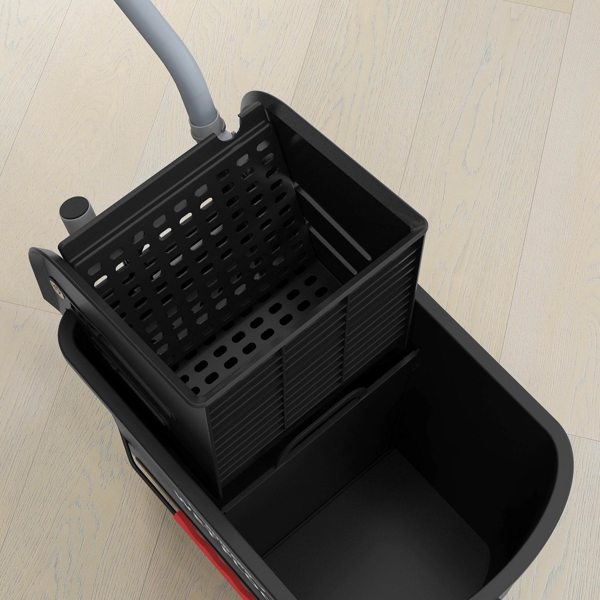 20L Mop Bucket with Wringer and Water Separation Panel on Wheels - Black