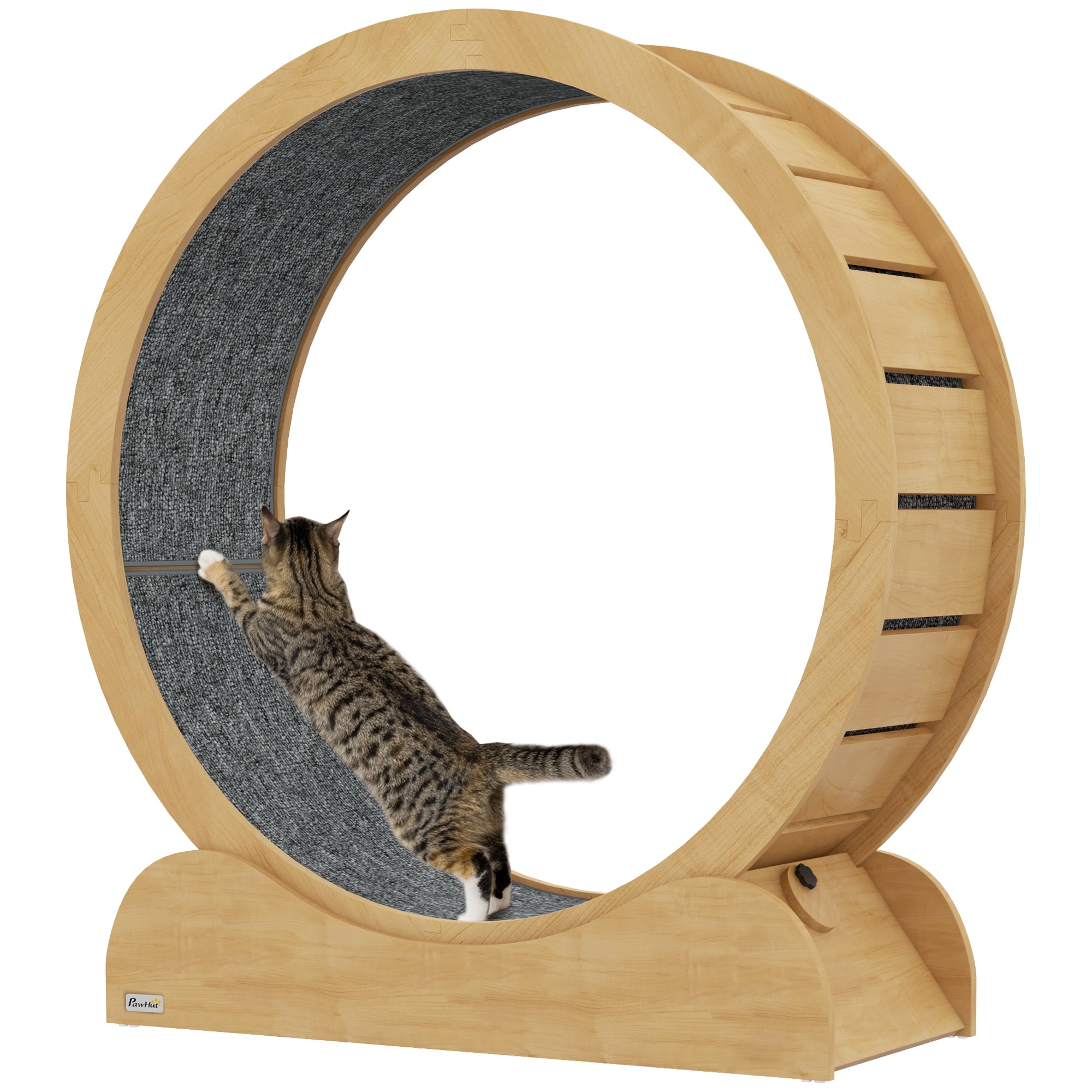 39.4" Wooden Cat Running Wheel with Brake, Natural