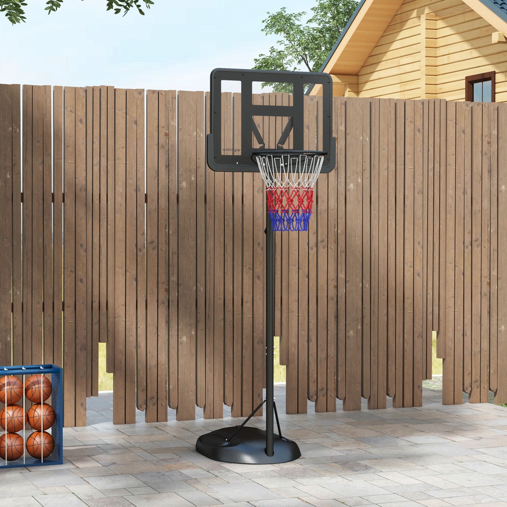 Height Adjustable Basketball System, Freestanding Basketball Hoop and Stand w/ Wheels, 167-228cm