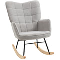 Berber Fleece Nursery Glider Rocker Wingback Rocking Chair for Nursing and Living Room - Light Grey