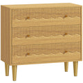 Dresser for Bedroom 3 Drawer Chest of Drawers with Steel Frame for Living Room in Oak