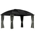3 x 4m Hardtop Gazebo with Metal Roof, Netting & Curtains Aluminium Pavilion - Dark Grey