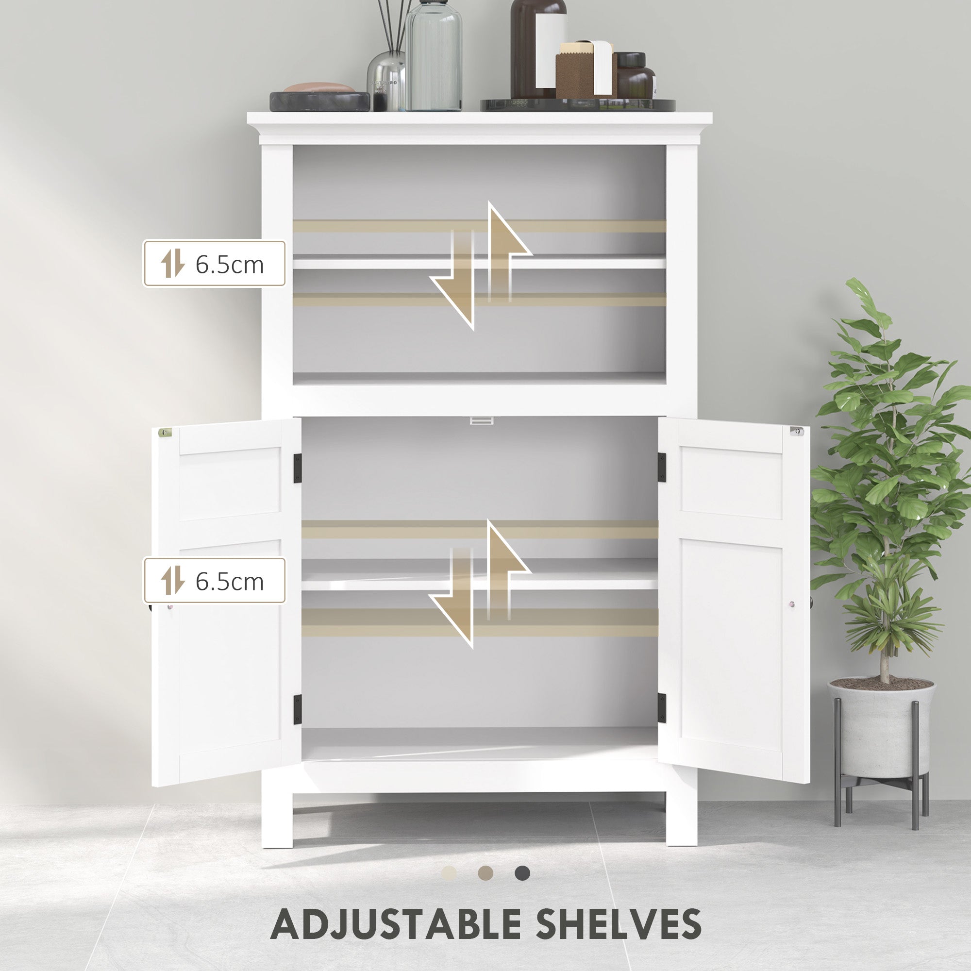 Modern Multi-Storage Bathroom Cabinet with Shelves and Cupboard - White