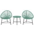 Rattan Bistro Set with Acapulco Chairs and Glass Table, Green