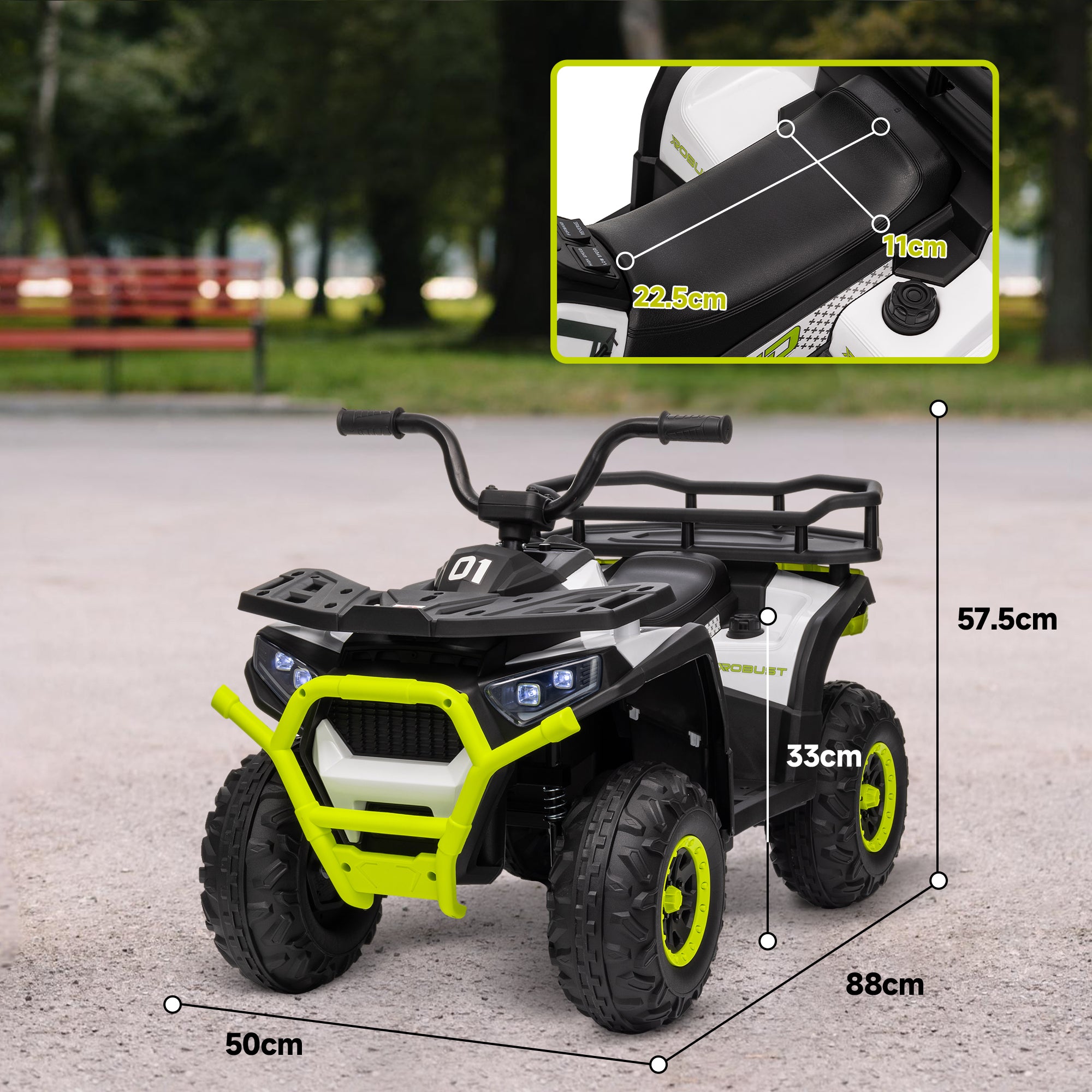 12V Kids Electric Ride on ATV, Battery Powered Quad Bike w/ Spring Suspension, Forward Backward, Storage Basket - Green
