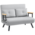 4-in-1 Velvet-Feel Double Sofa Bed with Pillows - Light Grey