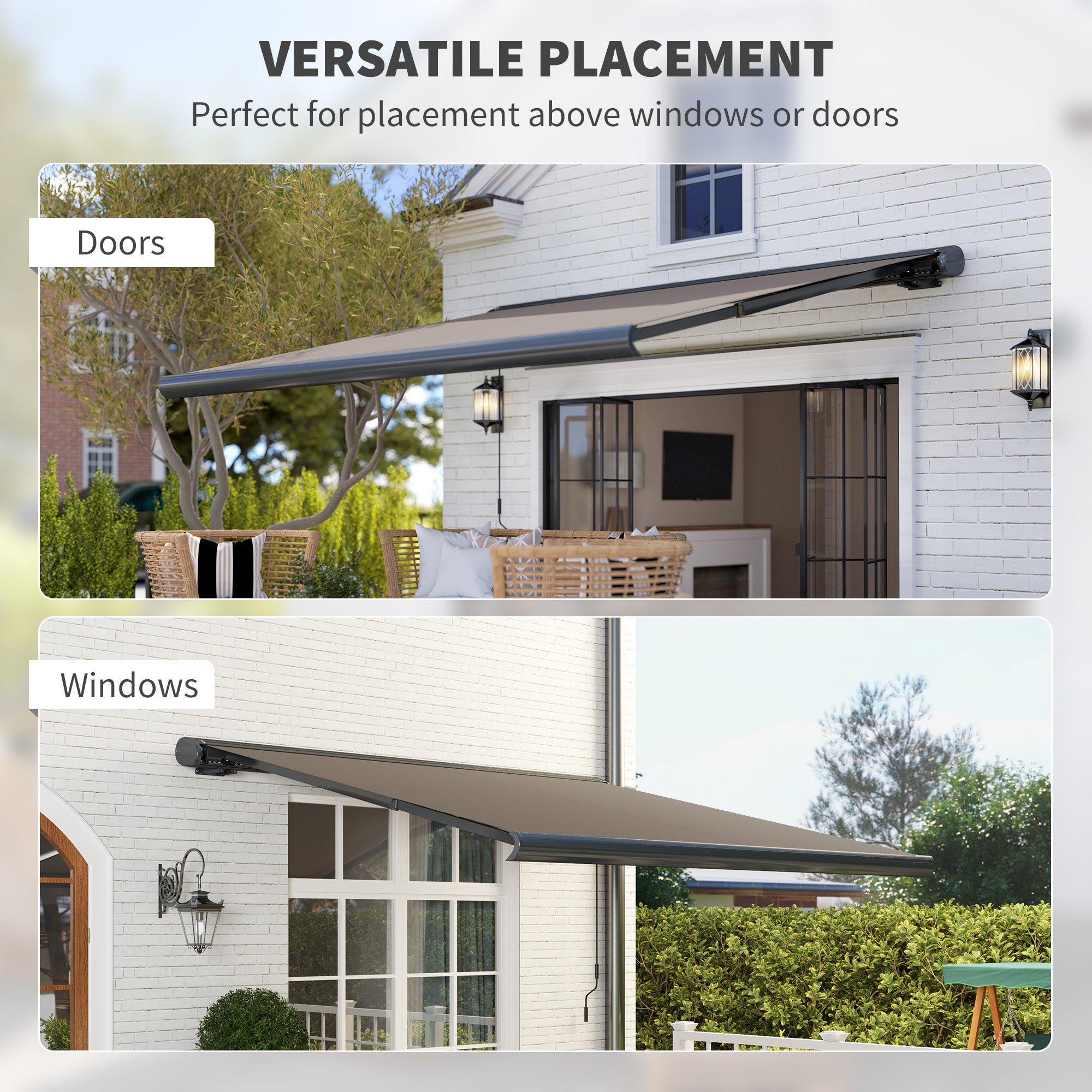 3.5 x 3 Metre Electric Retractable Awning Set - UV50+ Light Grey