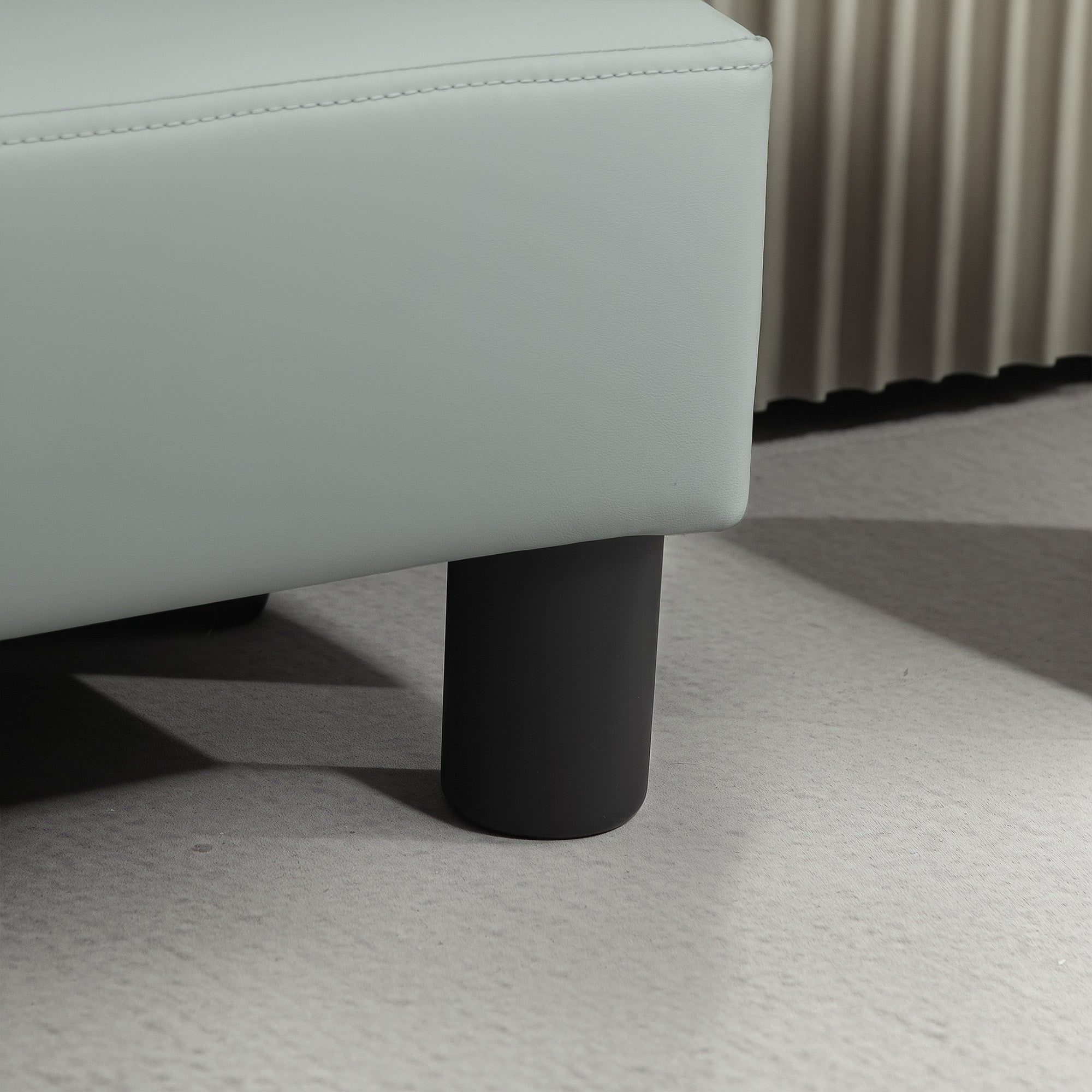 PU Leather Footstool with Plastic Legs 40x30x24cm - Grey