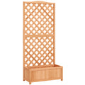 Wooden Planter with Trellis, Freestanding Raised Bed for Garden with Lattice, Outdoor Planter Box for Climbing Plants, Vines, Flowers, 76 x 36 x 170 cm, Natural