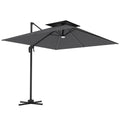 2.5m Cantilever Parasol with Solar LED Lights and 360° Rotation - Dark Grey