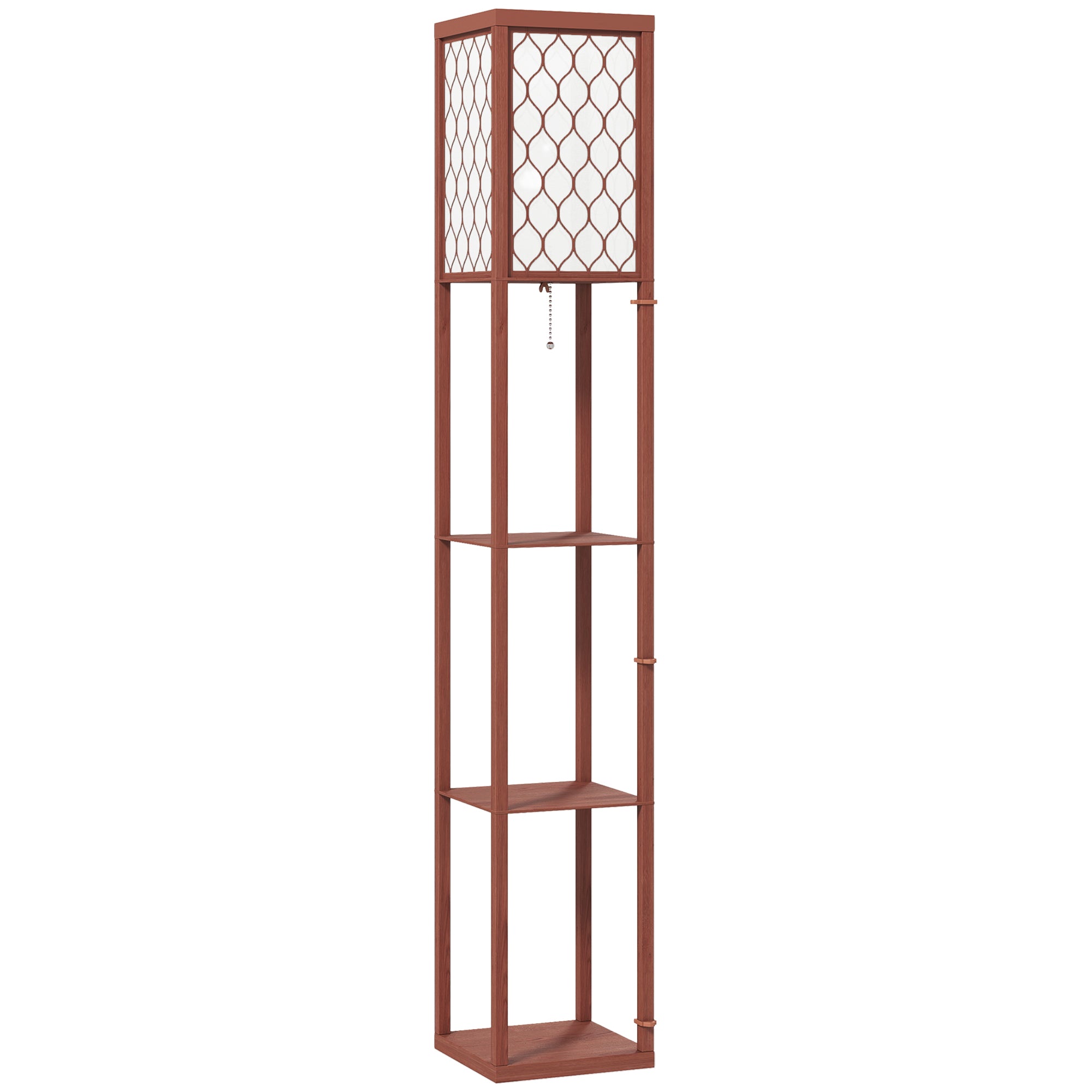 Three-Shelf Standing Lamp - Brown/White