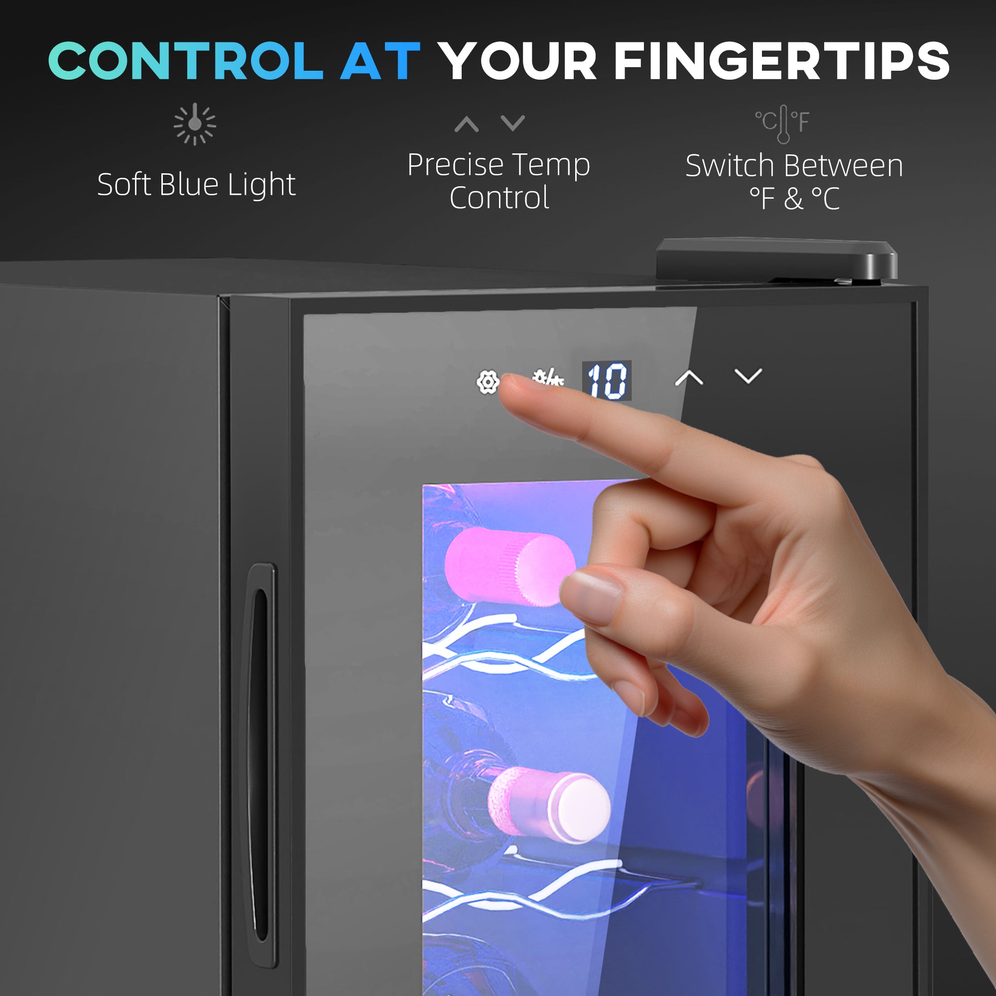 Six Bottle 8-18℃ Countertop Wine Fridge - Black