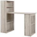 120cm Modern Computer Desk with 6 Shelves Bookshelf Workstation Study Table - Grey Wood-Effect