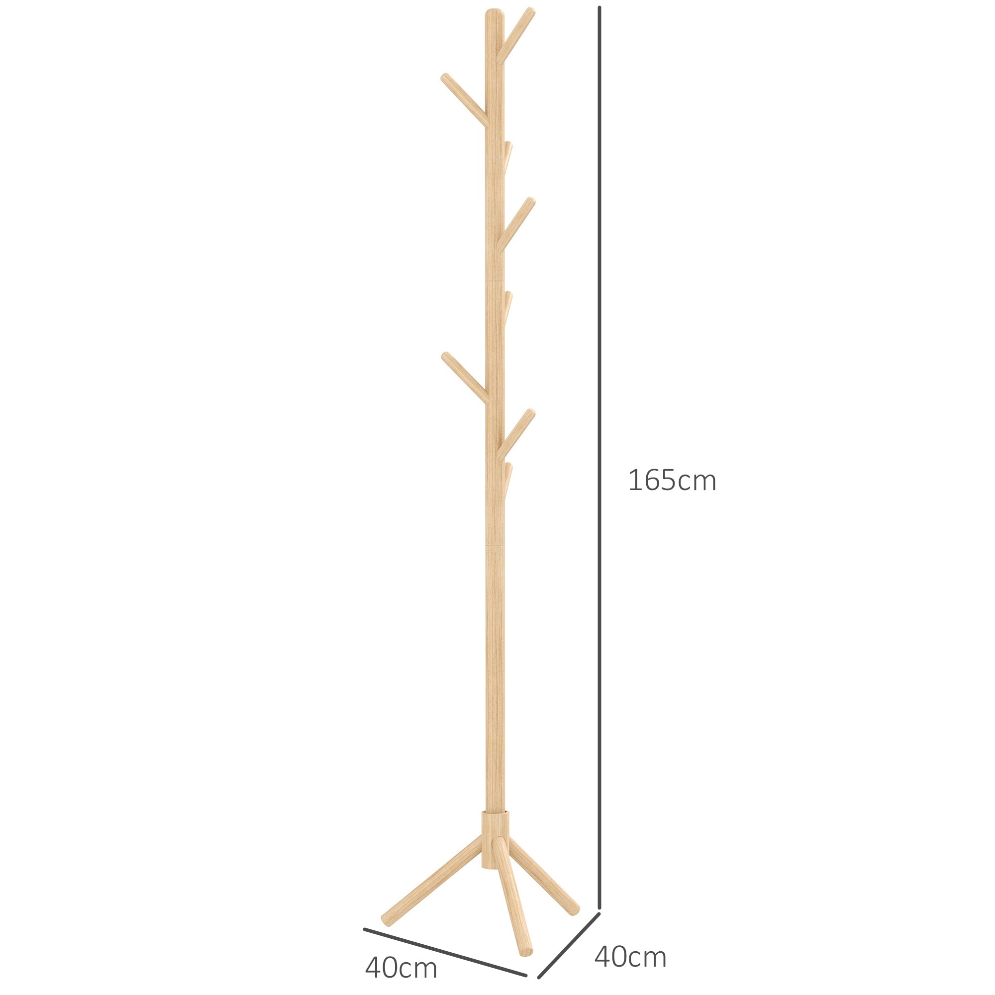 Eight-Hook Wooden Coat Rack - Natural