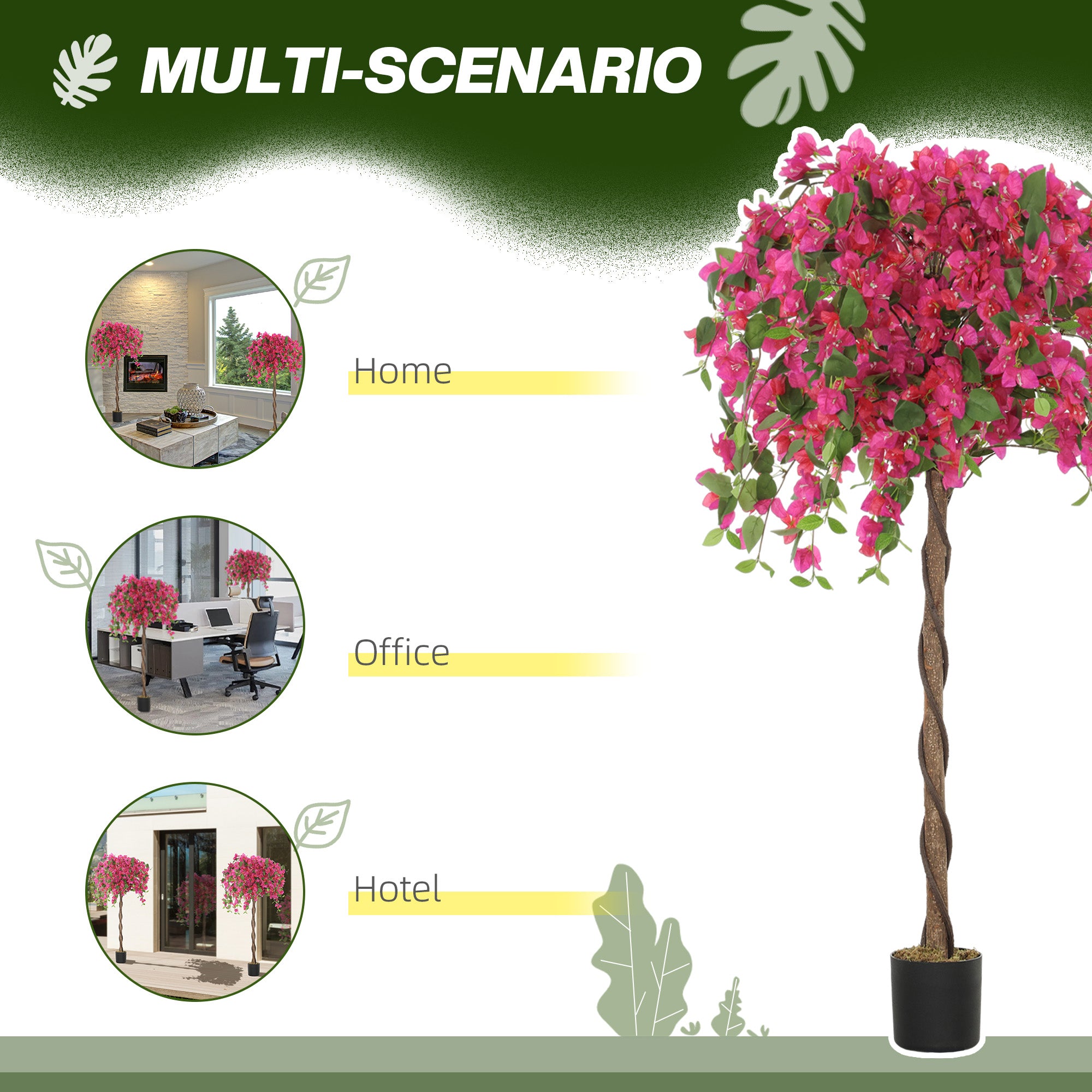 Set of 2 Artificial Murraya Flower Plants in Pots 120cm - Purple and Red