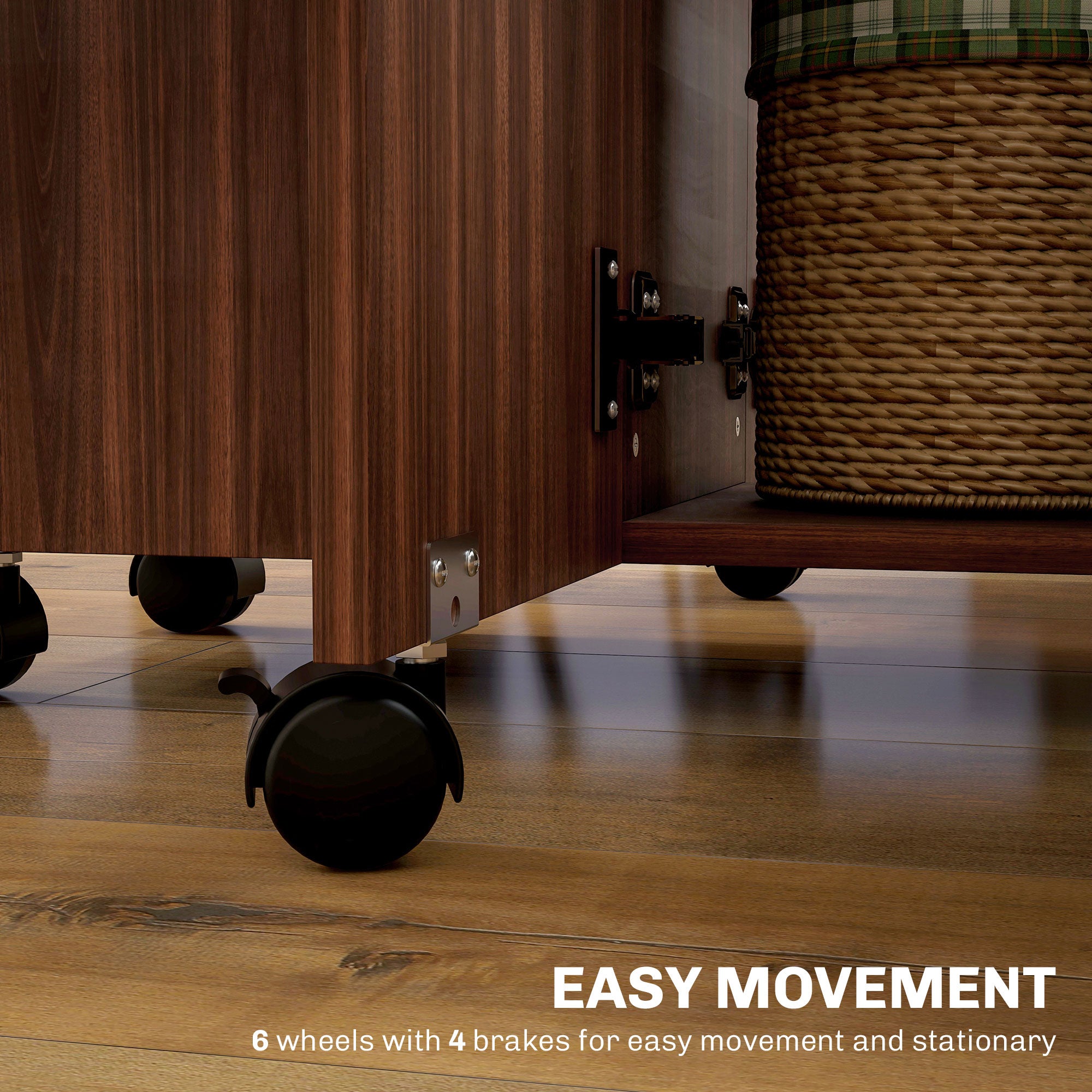 Multi-Storage Six-Person Drop Leaf Dining Table - Distressed Brown