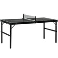 5ft Mini Table Tennis Table, Folding Ping Pong Table with Net and Aluminium Frame, Portable Ping Pong Game Set for Indoor Outdoor Use, Black