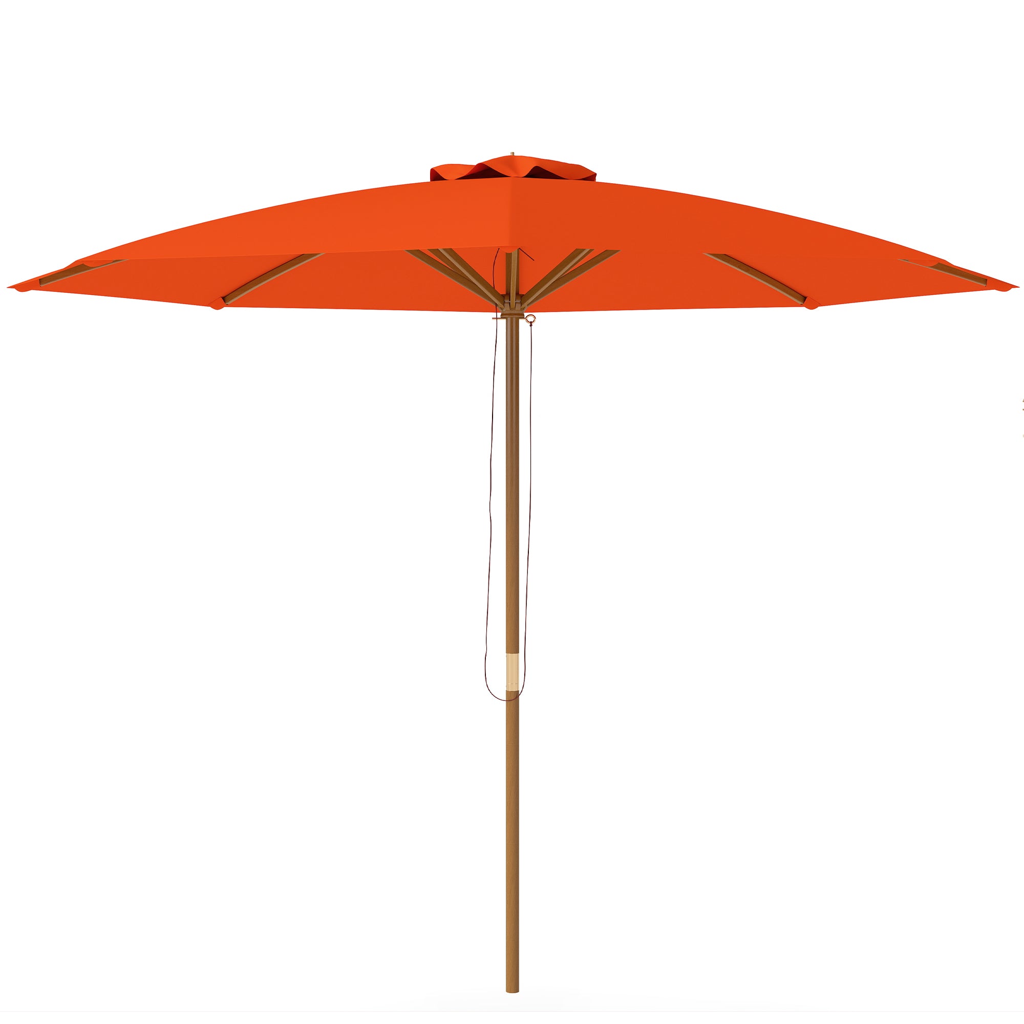 3m Wood Pole Parasol Umbrella - Orange