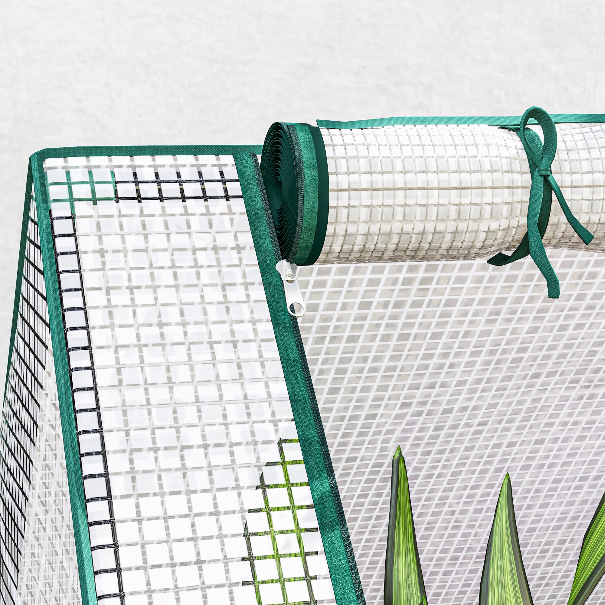 Metal Raised Garden Bed with Greenhouse Cover - White and Dark Grey