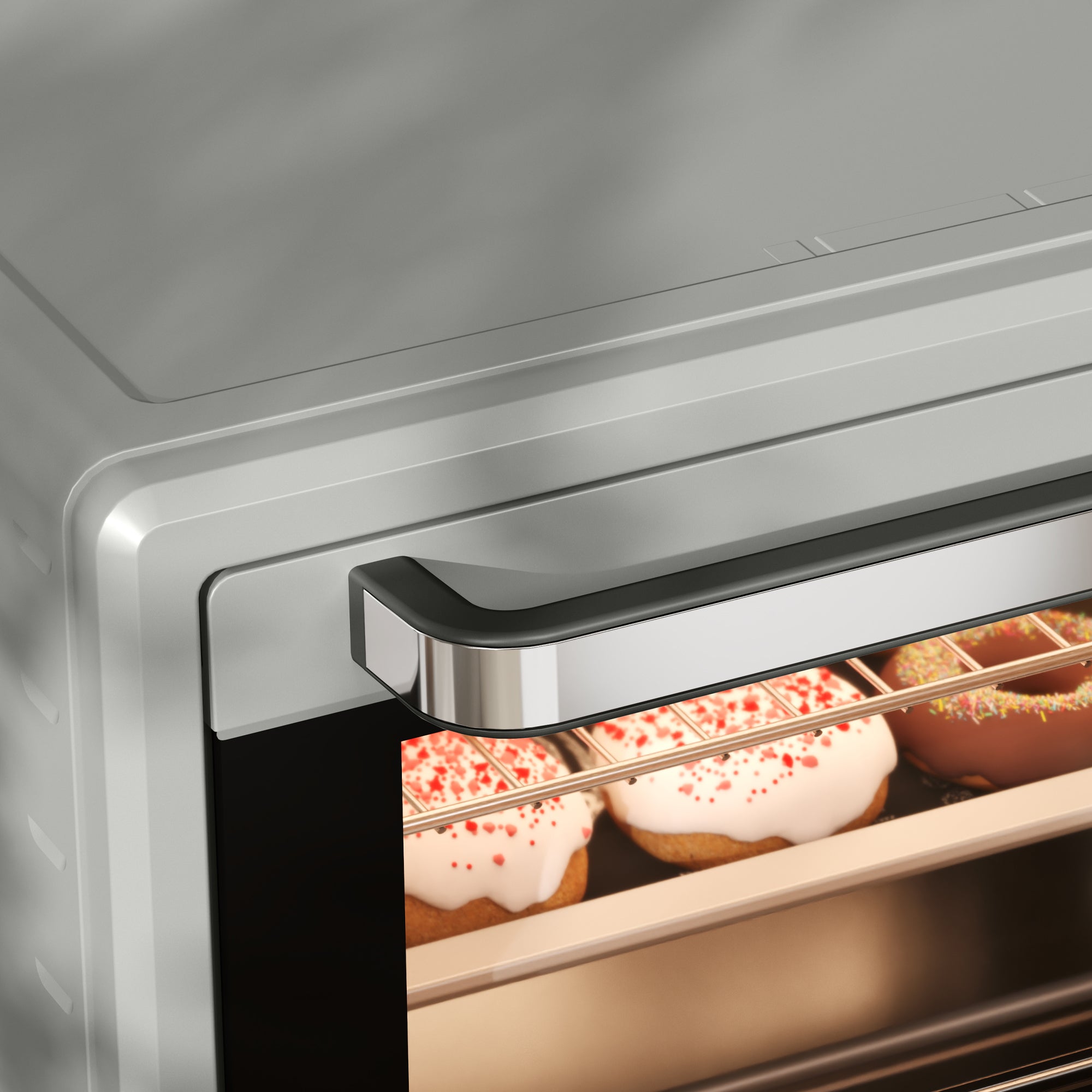 21L Mini Countertop Oven, 100°C-230°C Adjustable Temp - Silver Tone