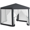 4 Metre Hexagon Steel Frame Gazebo with Netting - Dark Grey