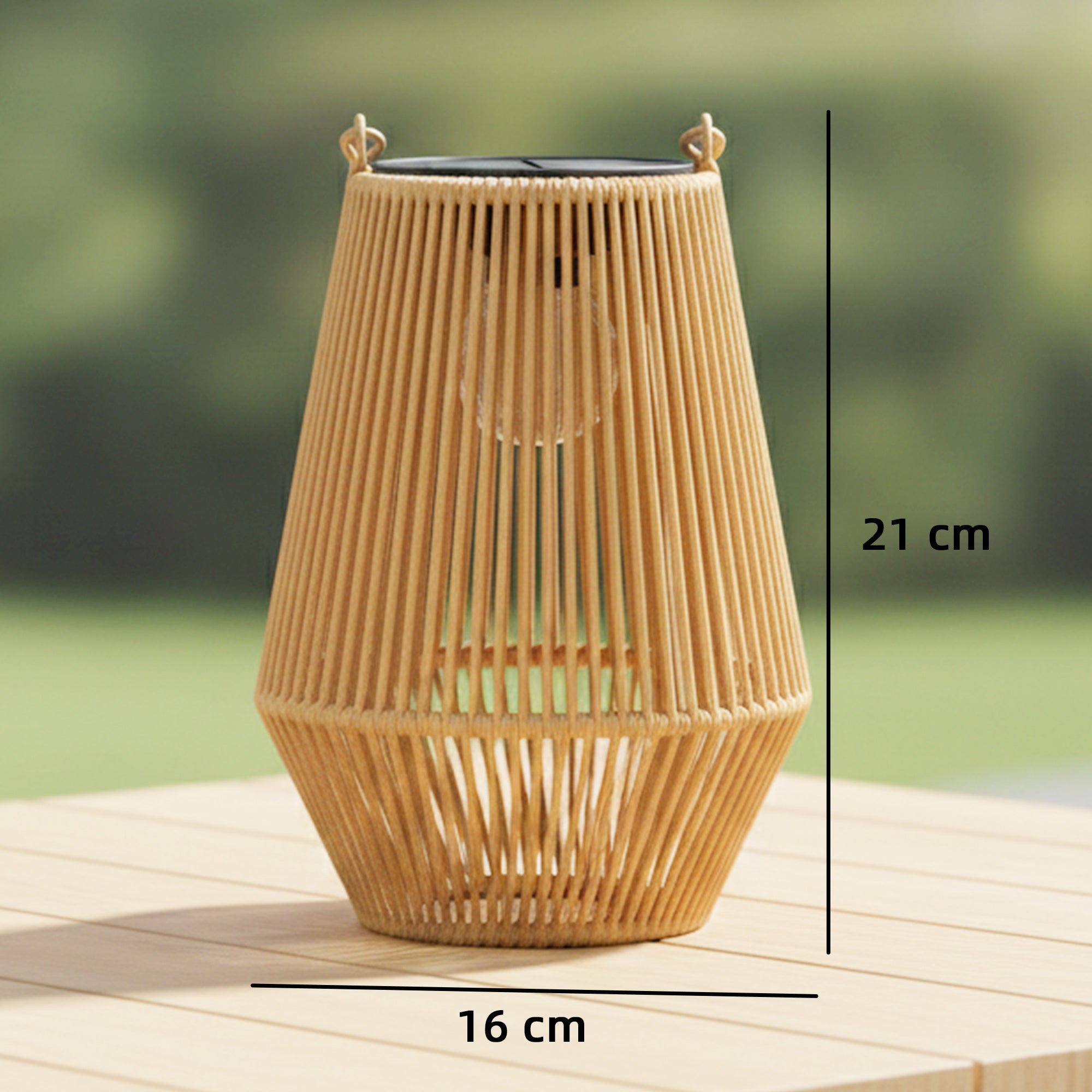 Hanging Solar Lanterns, 2 Pack Rattan Solar Lights with Handle for Patio, Pathway, Terrace, Auto On/Off, Brown