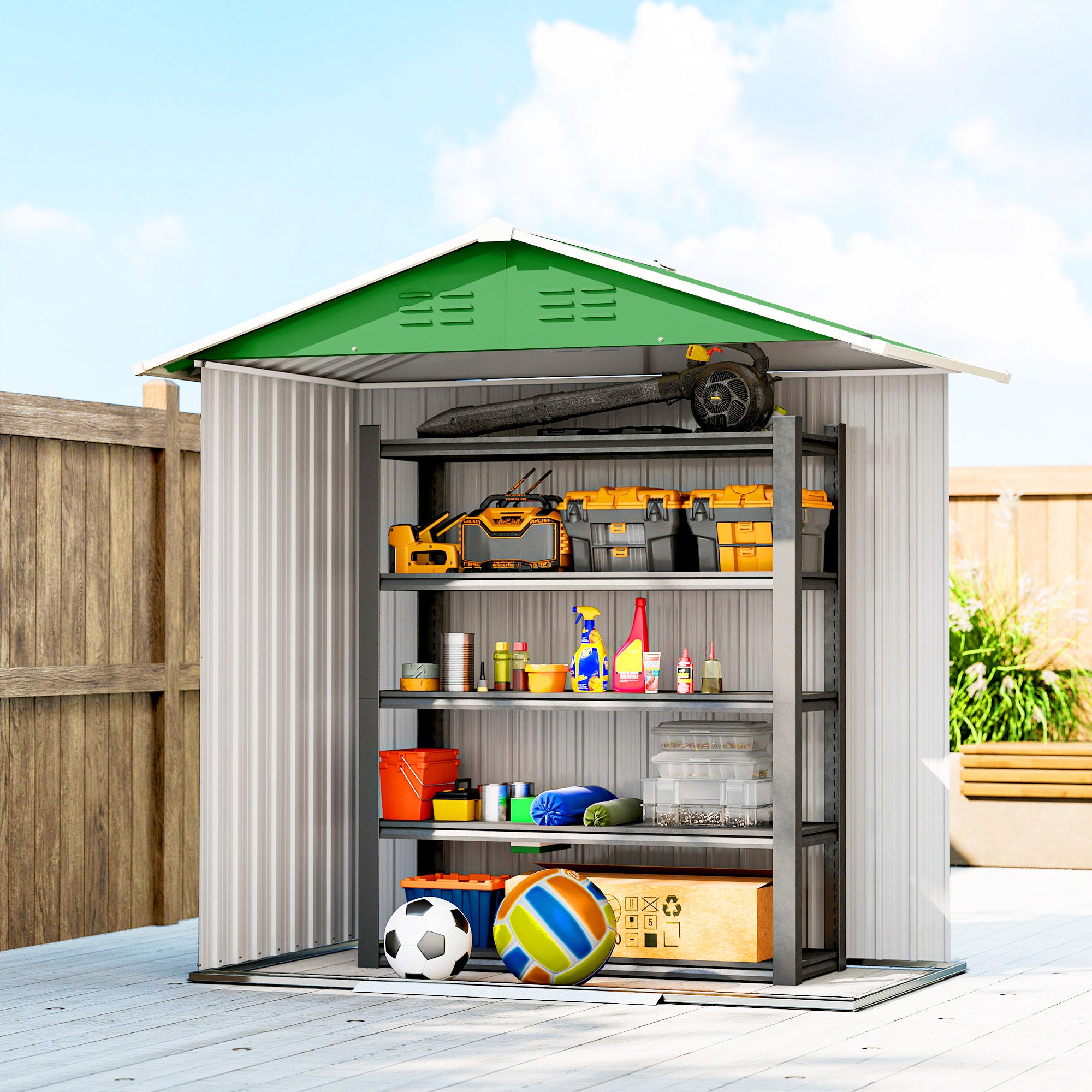 6.5 x 3.5ft Metal Garden Storage Shed - Green