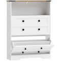 Shoe Cabinet with 2 Flip Drawers, Narrow Shoe Storage Cabinet, White