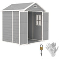 6 x 5ft Plastic Garden Shed with Floor, Window, Lockable Doors & Vents - Dark Grey