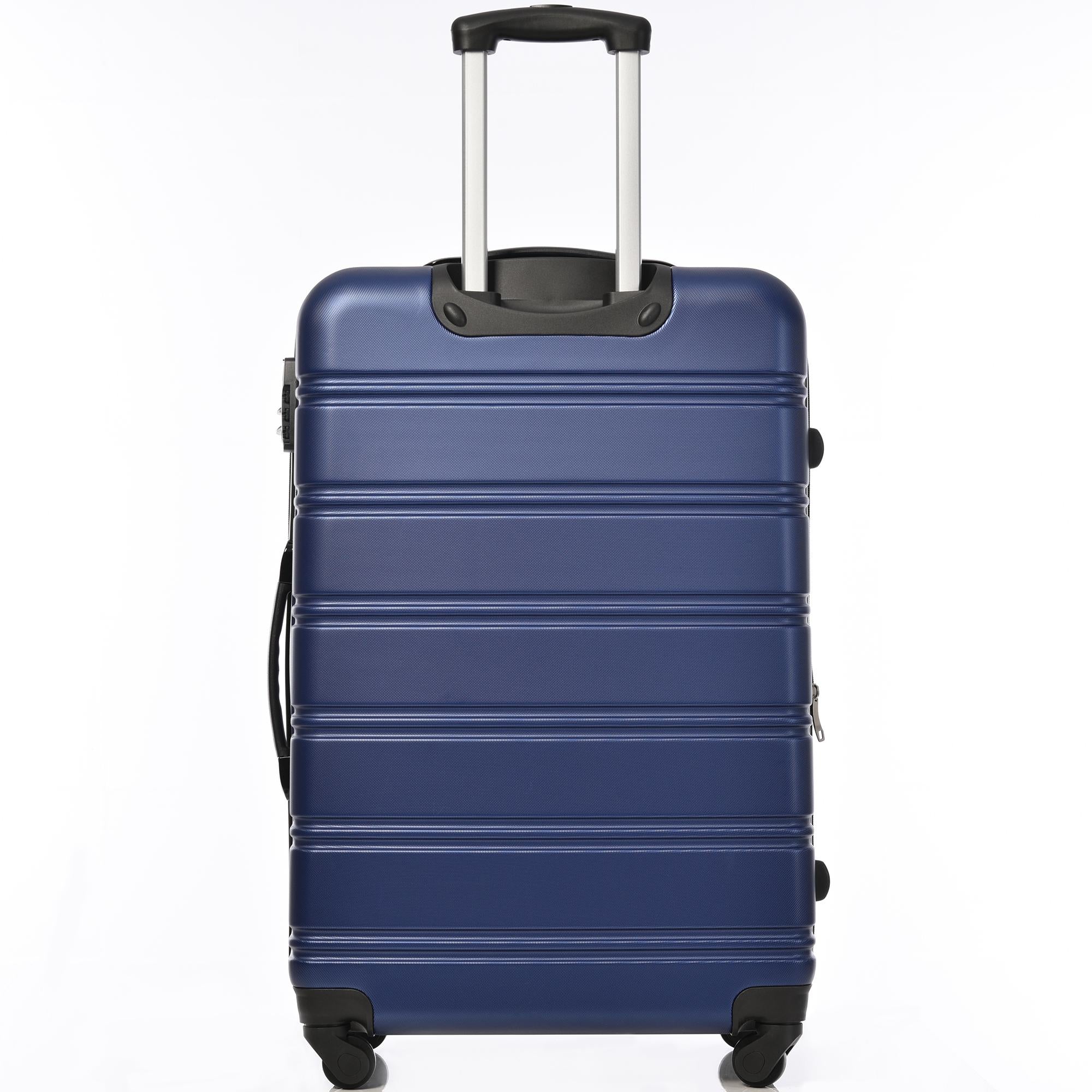 28" 4-Wheel ABS Hard Shell Travel Trolley Suitcase with Adjustable Handle, Luggage with Secure Lock, 52L × 32W × 78H cm, Deep Blue