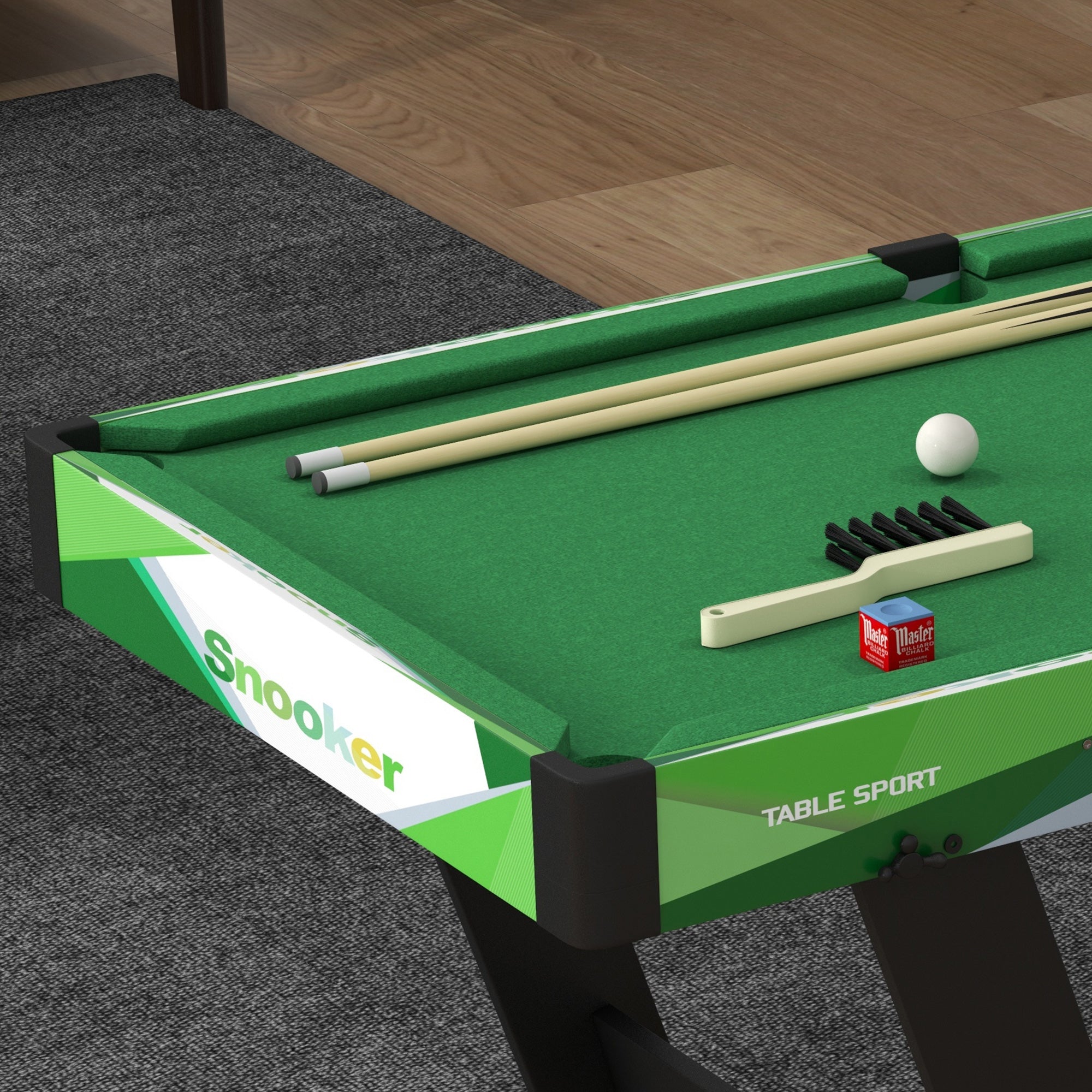 104cm Folding Mini Pool Table Set with 2 Cues, 16 Balls, Chalk, Triangle, Brush, Green