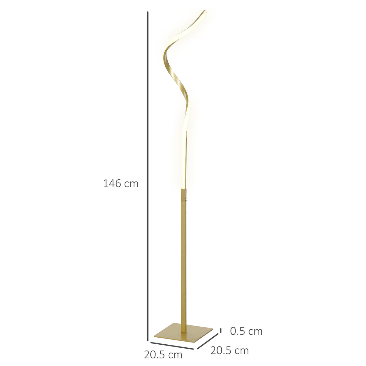 Modern LED Floor Lamp with 3 Brightness Levels and Foot Switch - Gold Tone