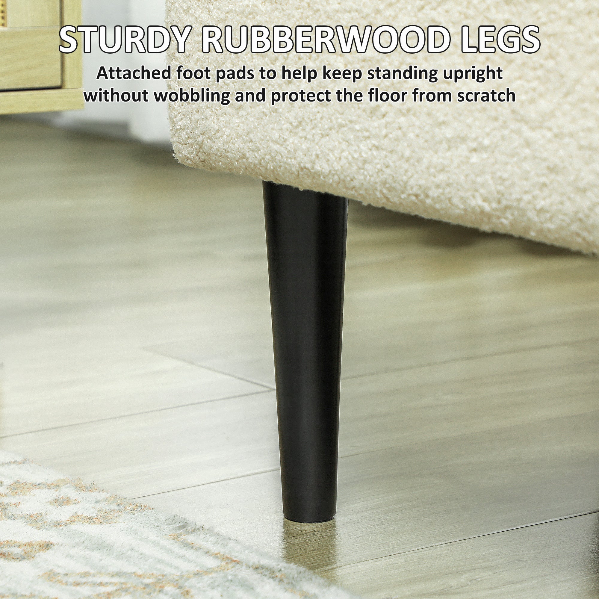 47L Teddy Fleece Storage Ottoman - Cream