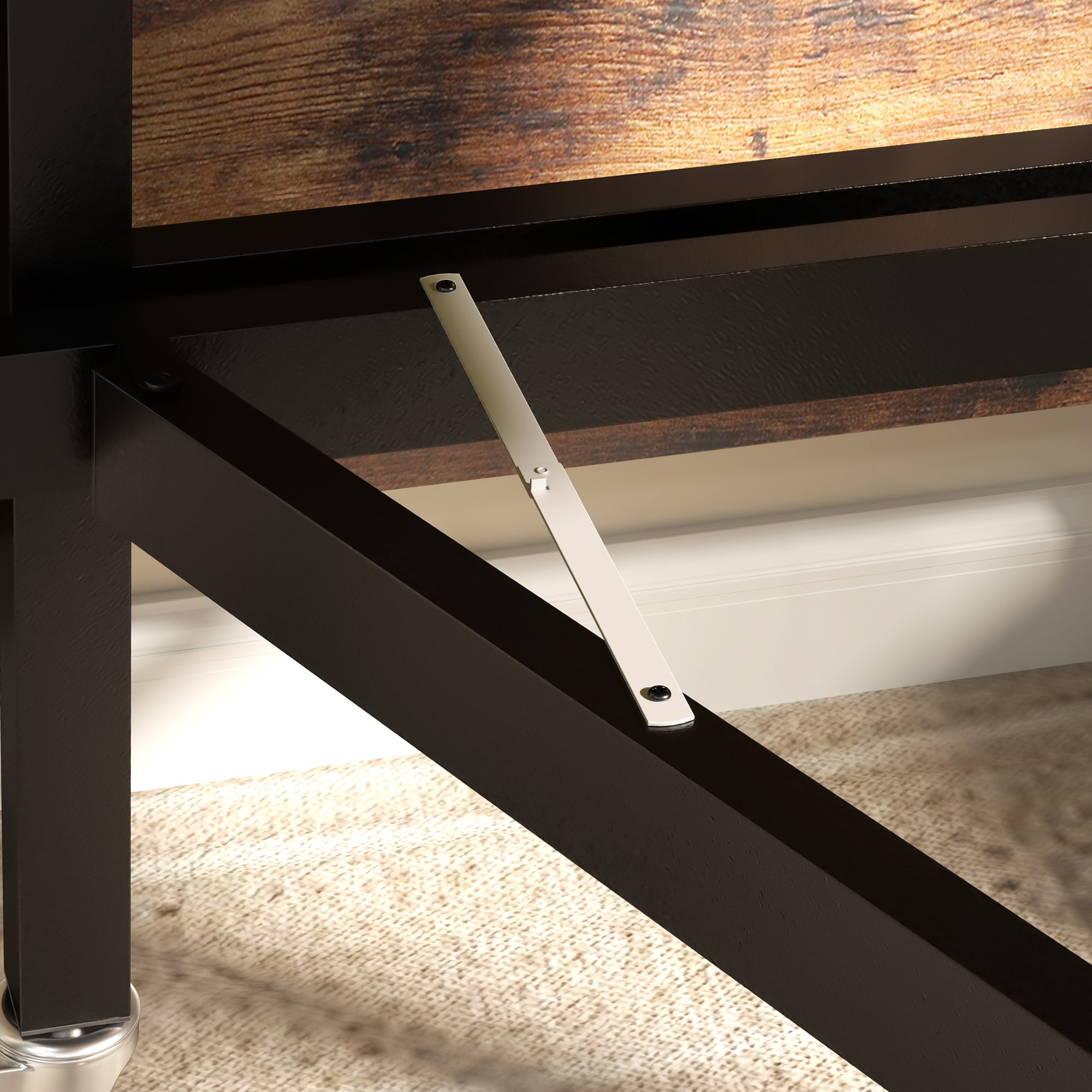 Six-Seater Drop-Leaf Dining Table, with Wheels - Brown Wood-Effect