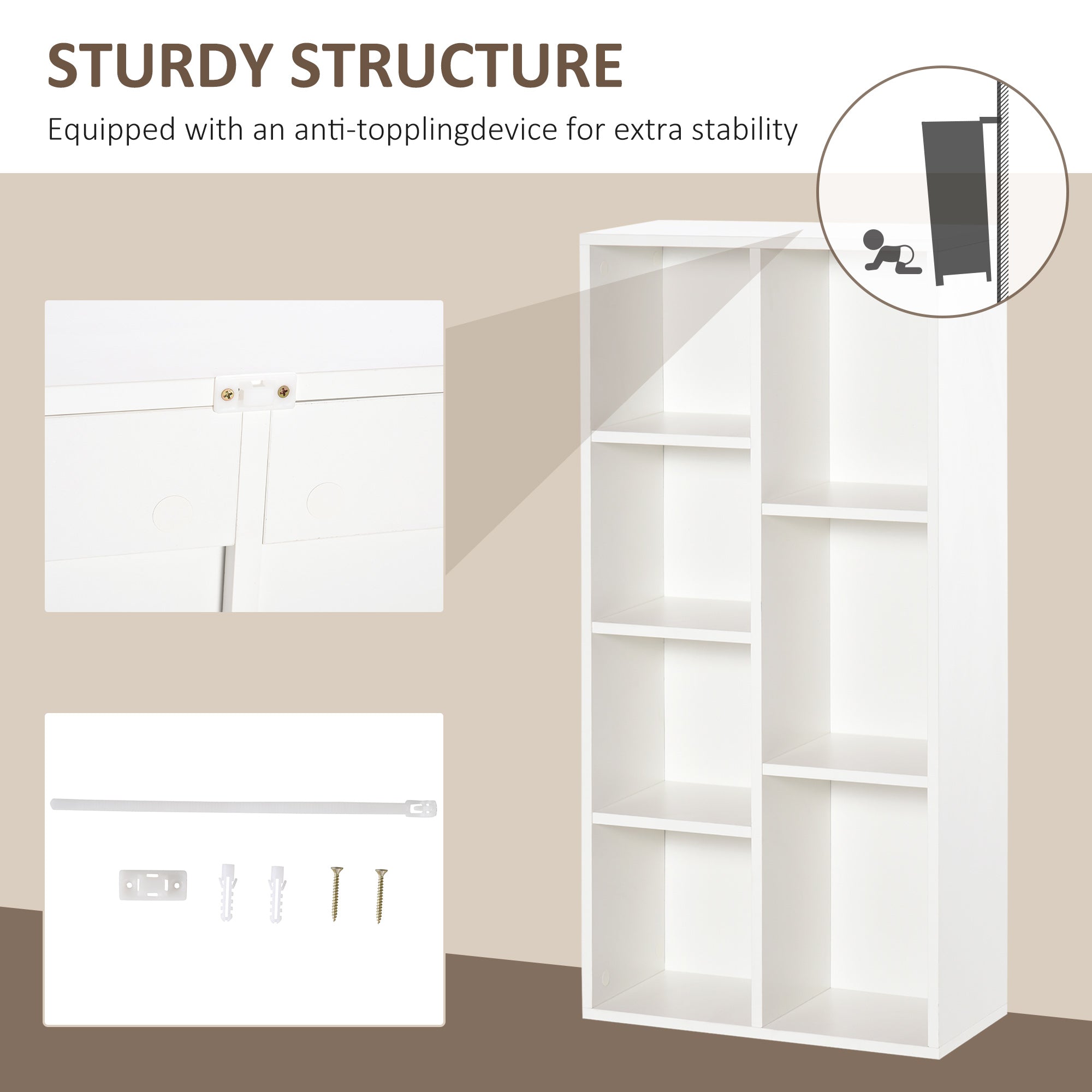 Seven-Cube Bookcase - White Wood Effect