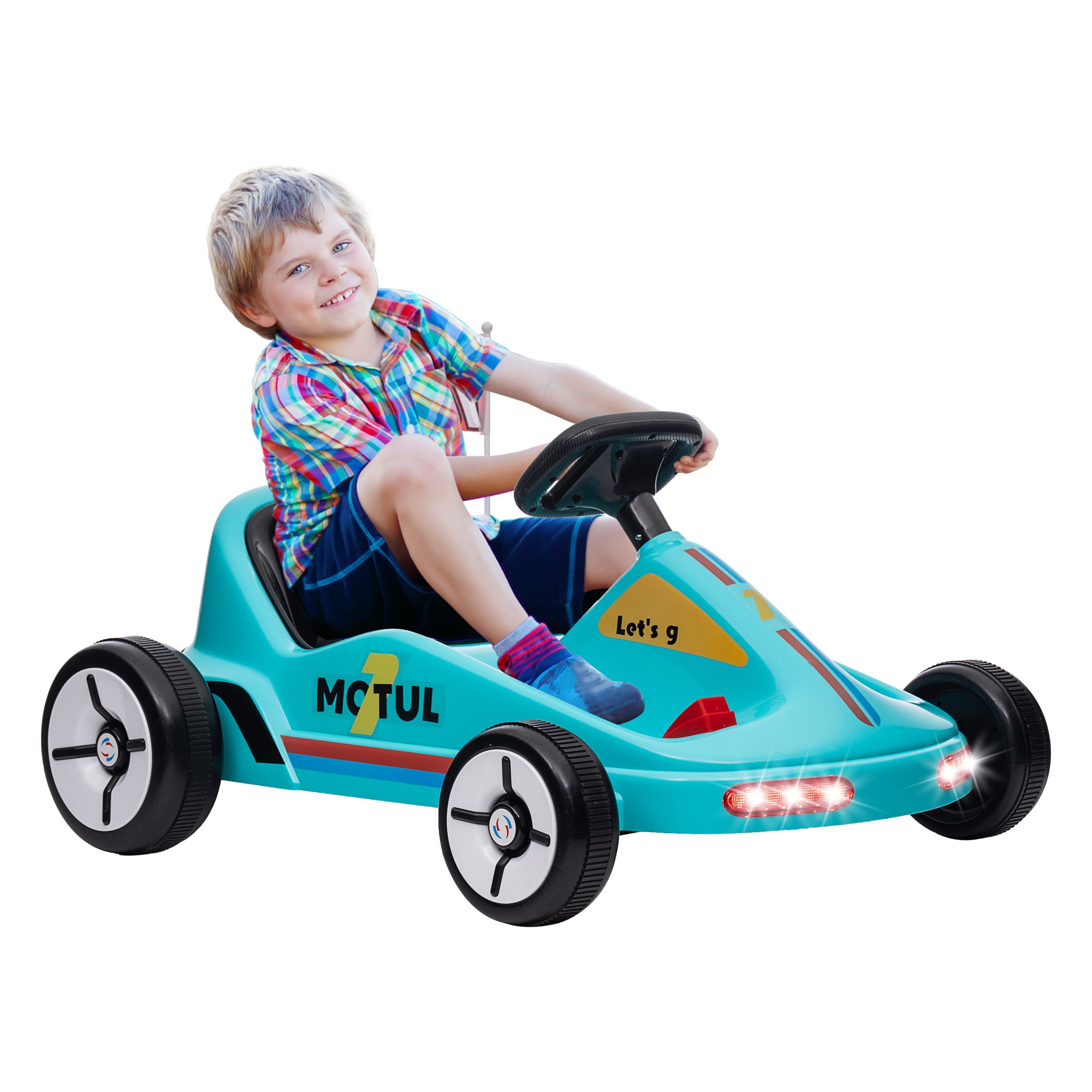 6V Electric Go Kart for Kids with Music, Light, Horn, for 3-5 Years, Blue