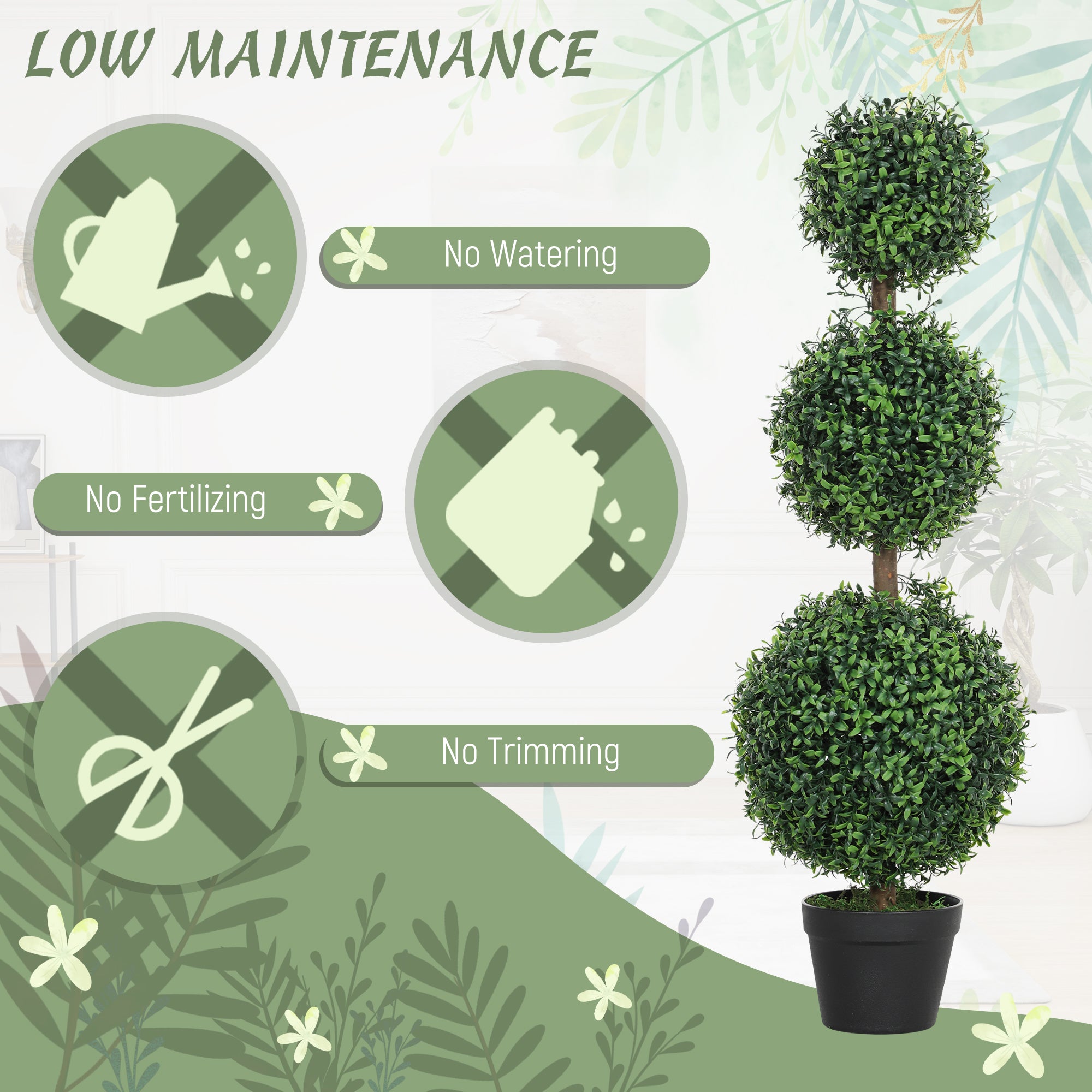 Set of 2 Artificial Topiary Ball-Shaped Boxwood Trees 100cm in Pot - Green