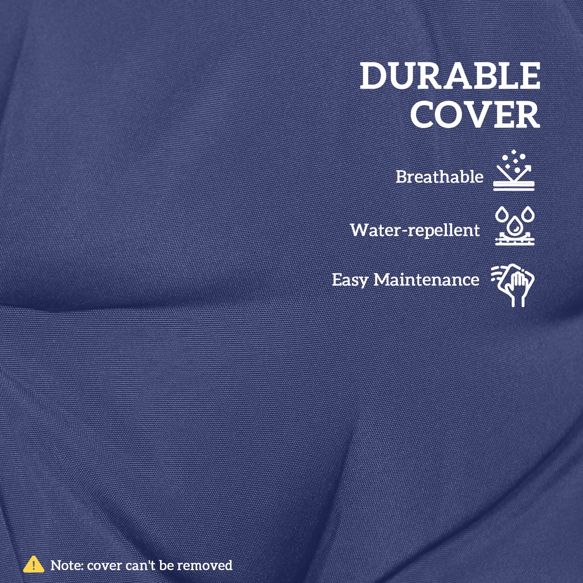 Garden Seat Cushion with Ties, 42 x 42cm Replacement Dining Chair Seat Pad, Dark Blue