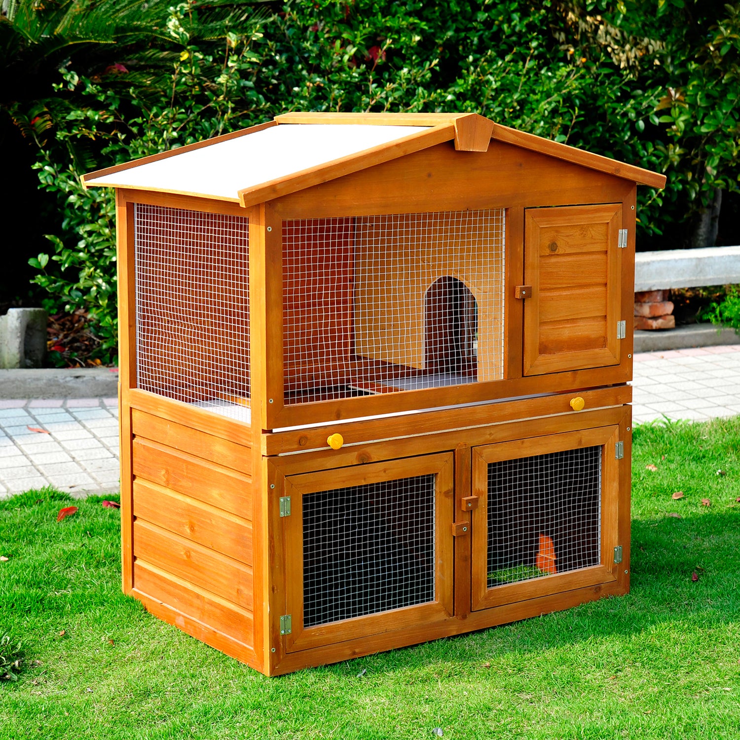 Wooden Rabbit Hutch House, Size (93.5x55x98 cm)