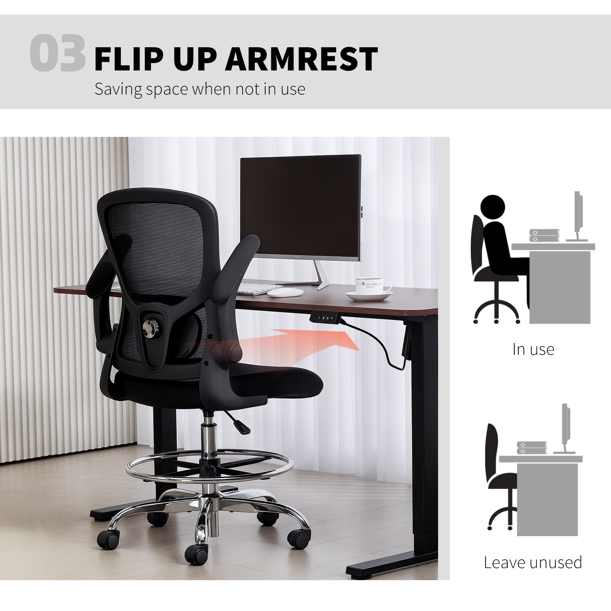 Draughtsman Chair, with Adjustable Lumbar - Black