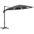3 Metre Cantilever Garden Parasol with Solar Lights and Crank Handle - Dark Grey