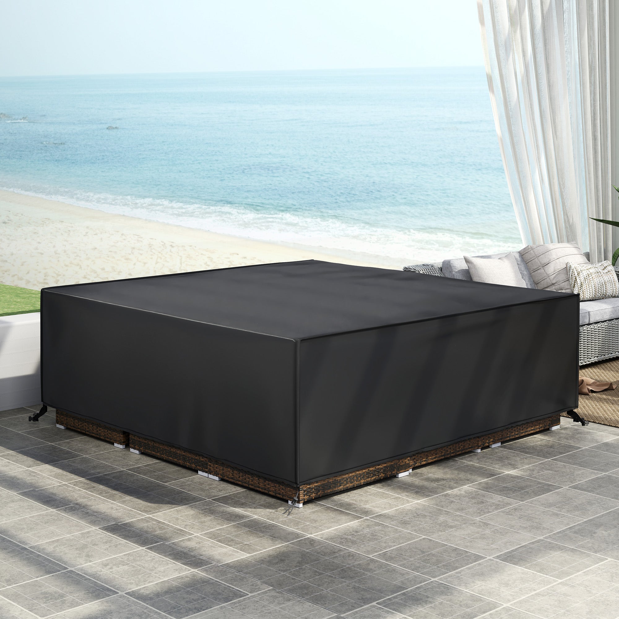 Large Patio Furniture Set Cover 600D Oxford Waterproof Black